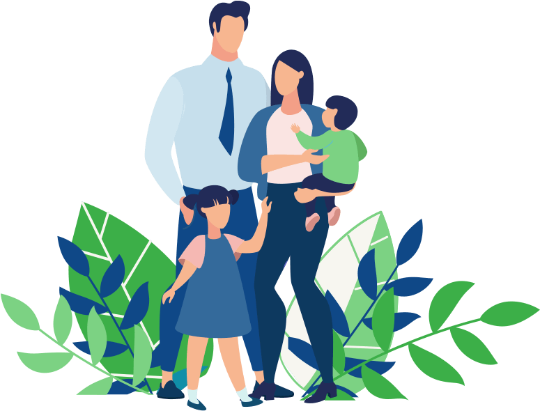 illustration of a young family