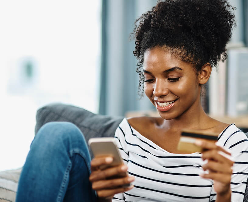 woman paying a bill online