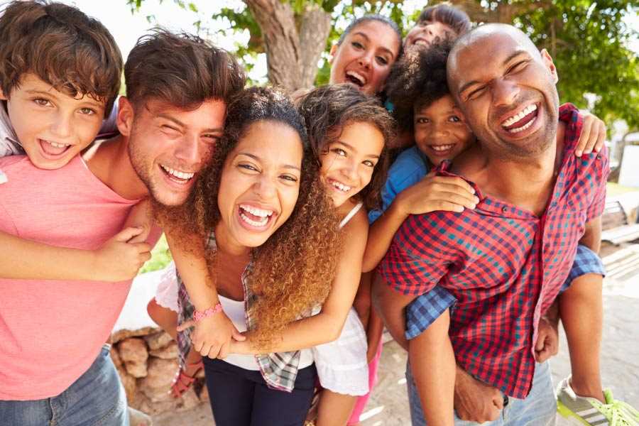 happy, smiling families