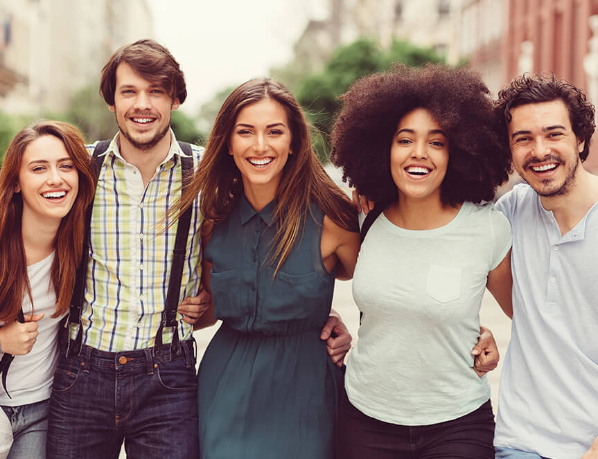 group of smiling friends