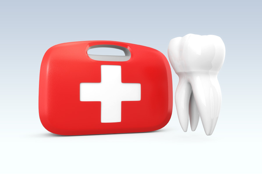dental emergency kit and a knocked out tooth
