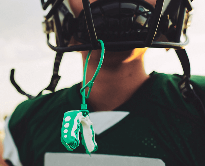 football player with mouthguard