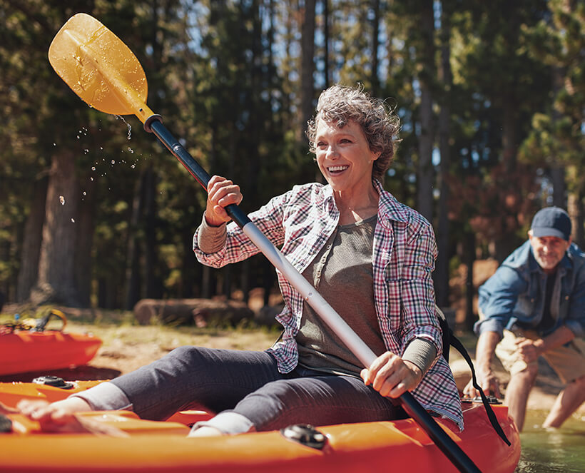 senior woman kayaking